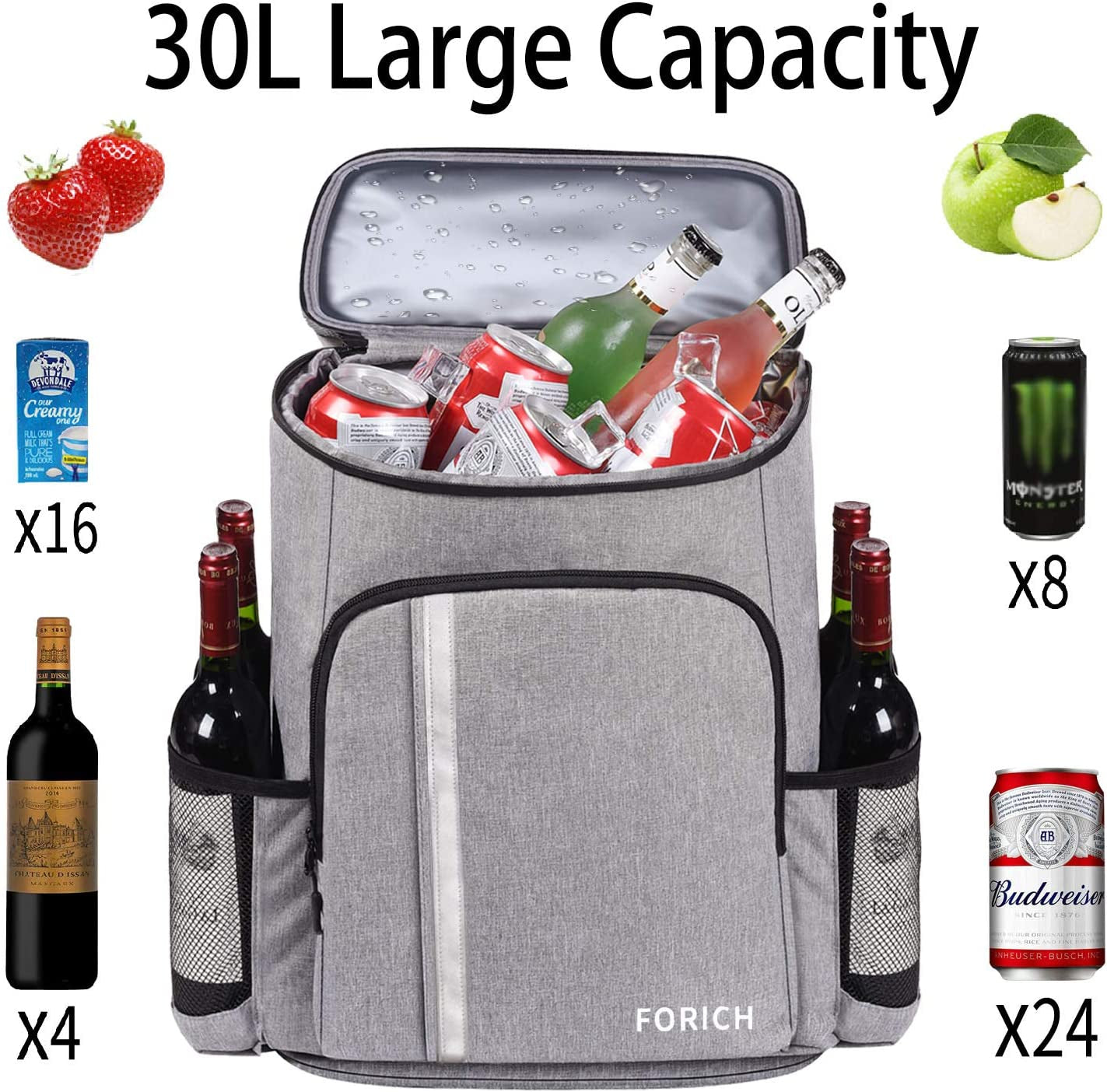 Insulated Leakproof Backpack Cooler Bag for Men and Women - Waterproof, Lightweight, and Soft - Ideal for Work, Lunch, Picnics, Camping, Hiking - Fits 30 Cans