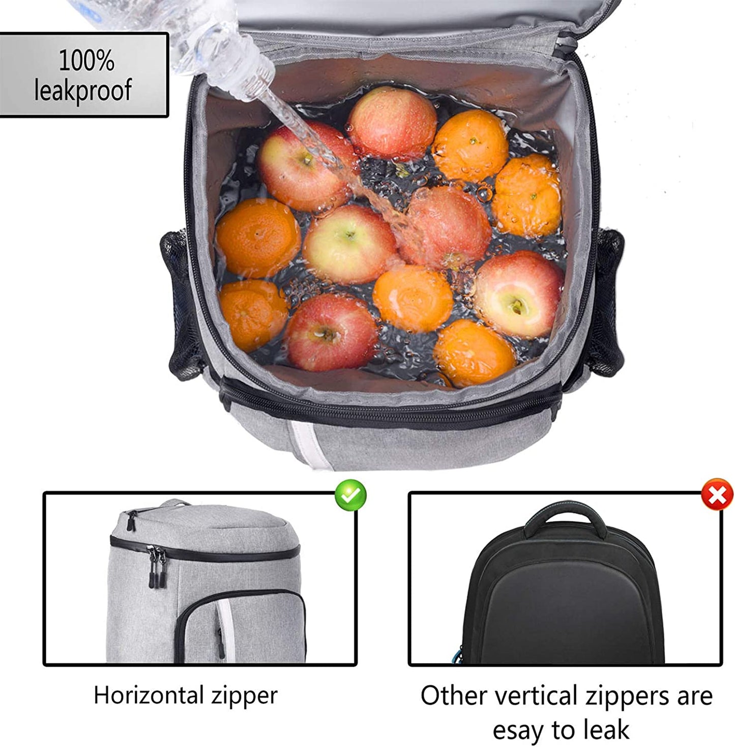 Insulated Leakproof Backpack Cooler Bag for Men and Women - Waterproof, Lightweight, and Soft - Ideal for Work, Lunch, Picnics, Camping, Hiking - Fits 30 Cans