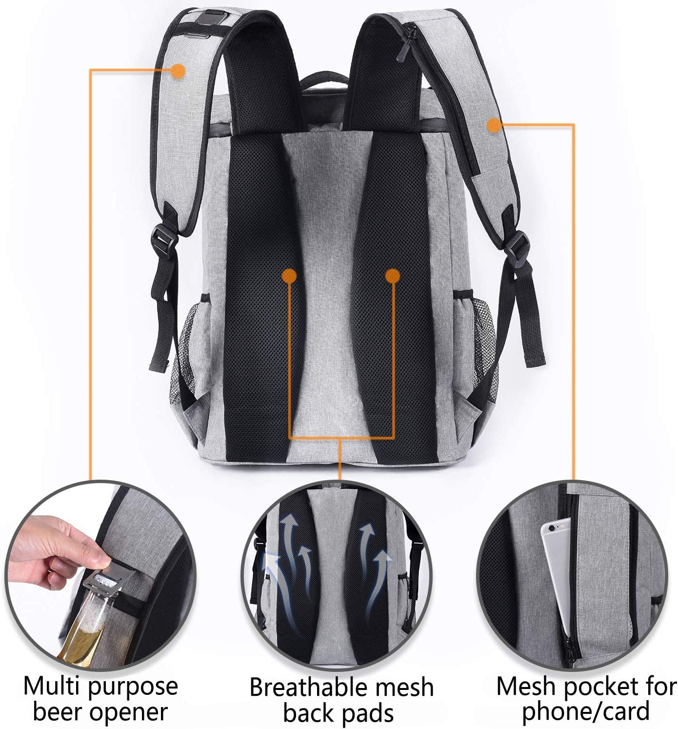 Insulated Leakproof Backpack Cooler Bag for Men and Women - Waterproof, Lightweight, and Soft - Ideal for Work, Lunch, Picnics, Camping, Hiking - Fits 30 Cans